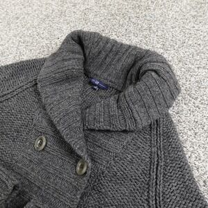 Gap Cardigan Womens M Gray Shawl Collar Double Breasted Lambswool Knit Sweater